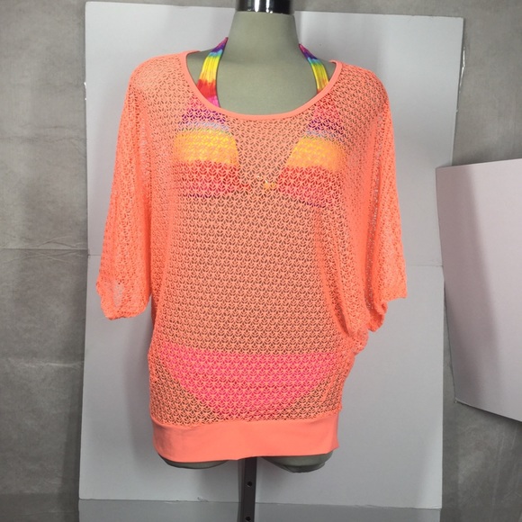 🌹3/25🌹Candy Couture, beach 🏖 Orange Coverup, Size M - Picture 2 of 6